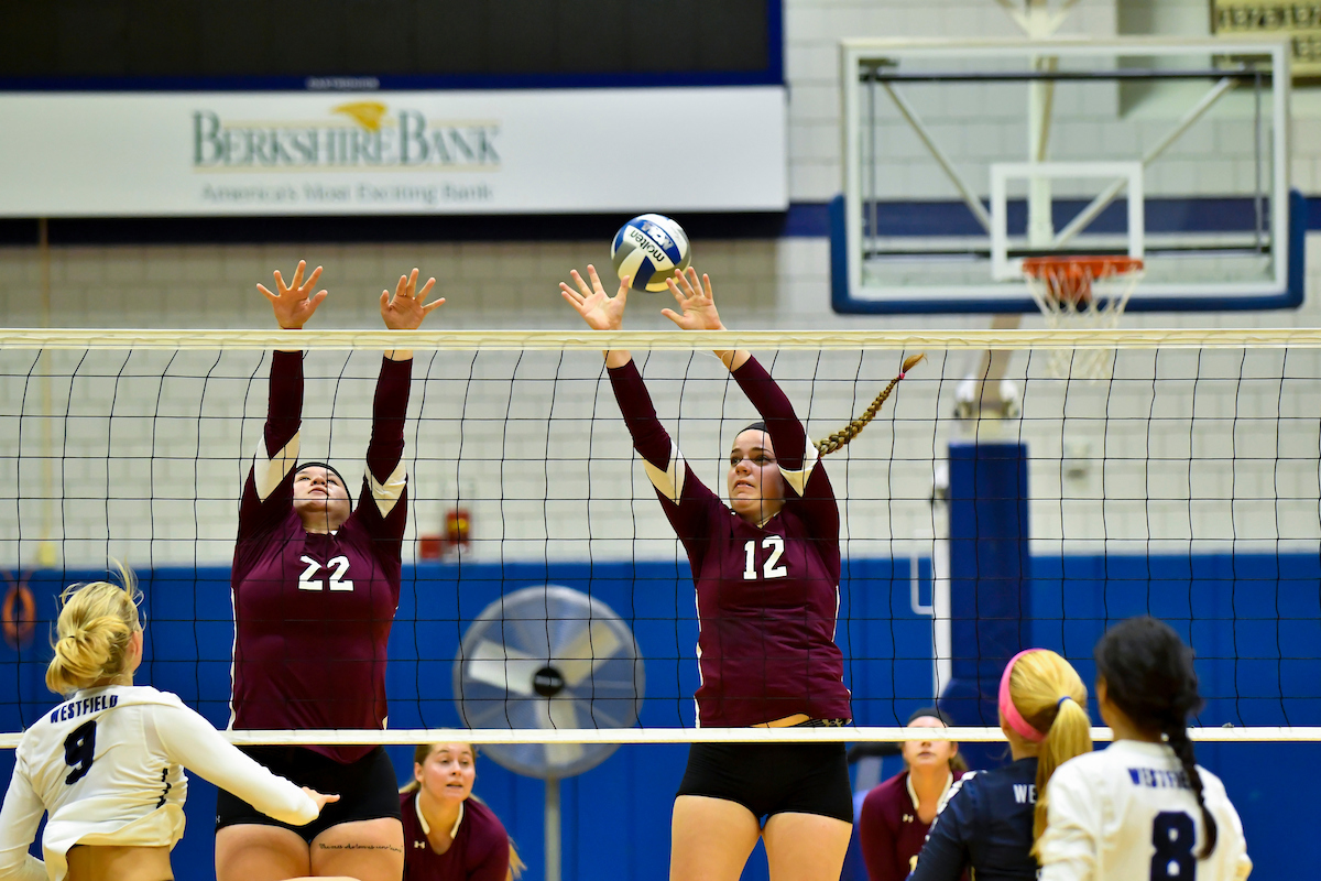 # 5 seed Bay Path upsets # 4 Lesley in 1st Round NECC Volleyball action